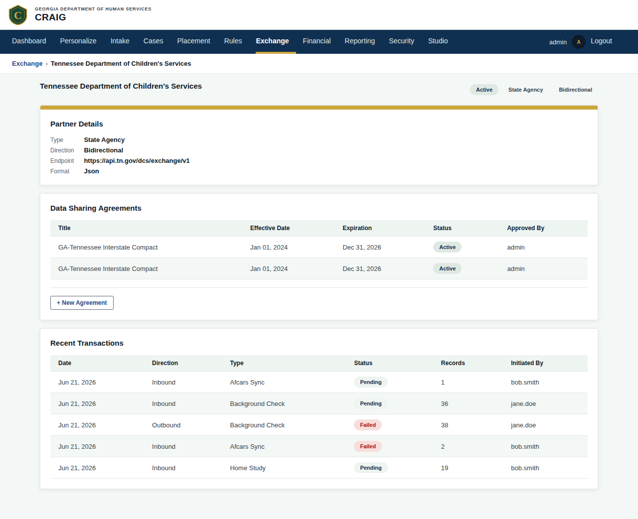 Exchange Partner Detail