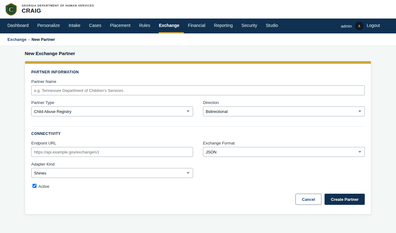 New Exchange Partner Form